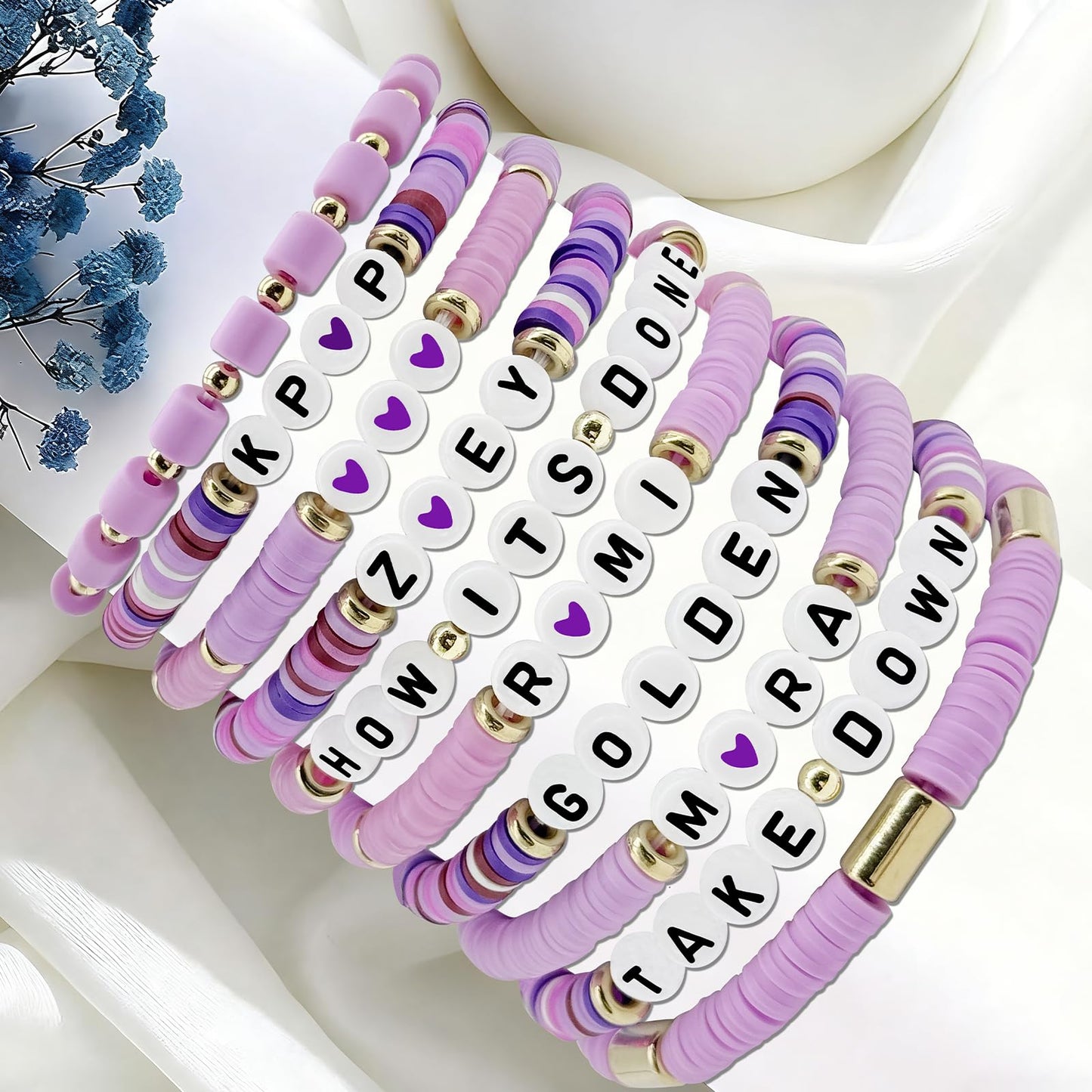 For Grils Bracelet Korea-pop DemOn Friendship Merch Bracelets Stackable Stretch Hunters Singer Inspired Letter Bracelets for Girls Women Fans Valentine's Day Birthday Easter Gifts
