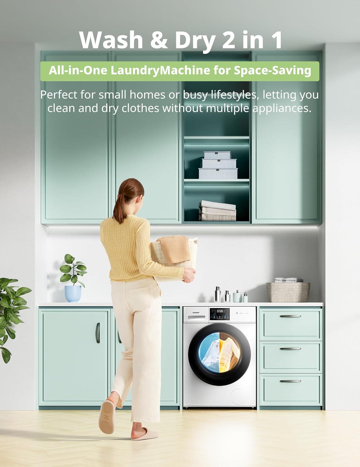 COMFEE' 10kg/7kg Washer Dryer Machine 2 in 1 Energy Class A BLDC Motor