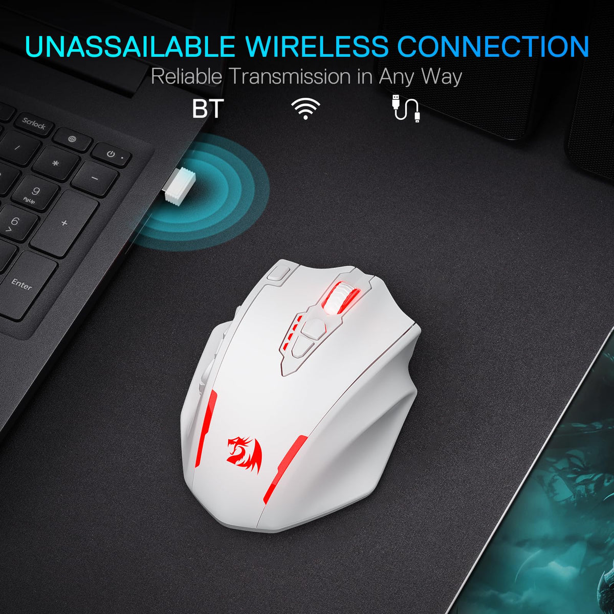 Redragon M908 Impact RGB LED MMO Gaming Mouse With 12 Side Buttons, Optical Wired Ergonomic Mouse with Max 12,400DPI, High Precision, 18 Programmable Macro Shortcuts, Comfort Grip