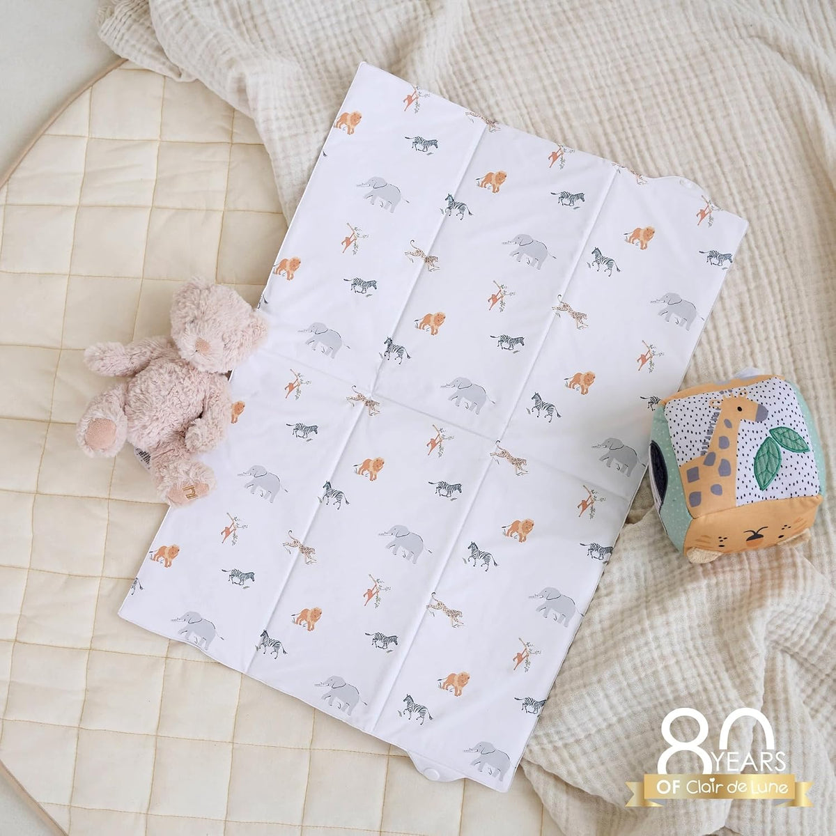 Clair de Lune Jungle Dream Foldable Changing Mat, Easy Clean Soft Water Resistant Travel Pad 60 x 34 cm