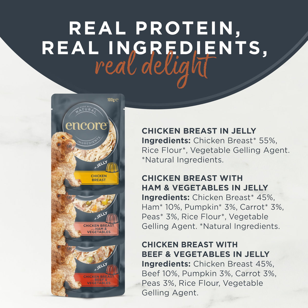Encore 100% Natural Wet Dog Food, Chicken with Fish Selection in Broth 100g Pouch (Pack of 15x100g)