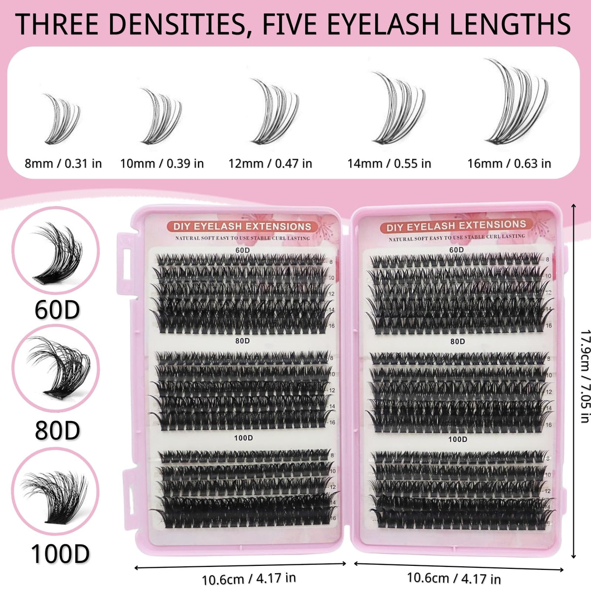 KEYRI 580 Pieces Individual Eyelashes 30-100D Cluster Lashes Kit