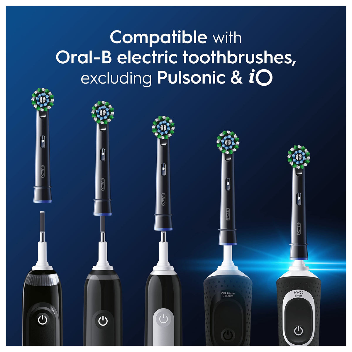 Oral-B Pro Cross Action Electric Toothbrush Heads, 4 Count, Black