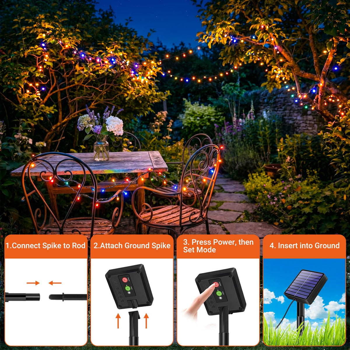 Solar Lights Outdoor Garden String, 6M/20FT 60 LED Solar Fairy Light