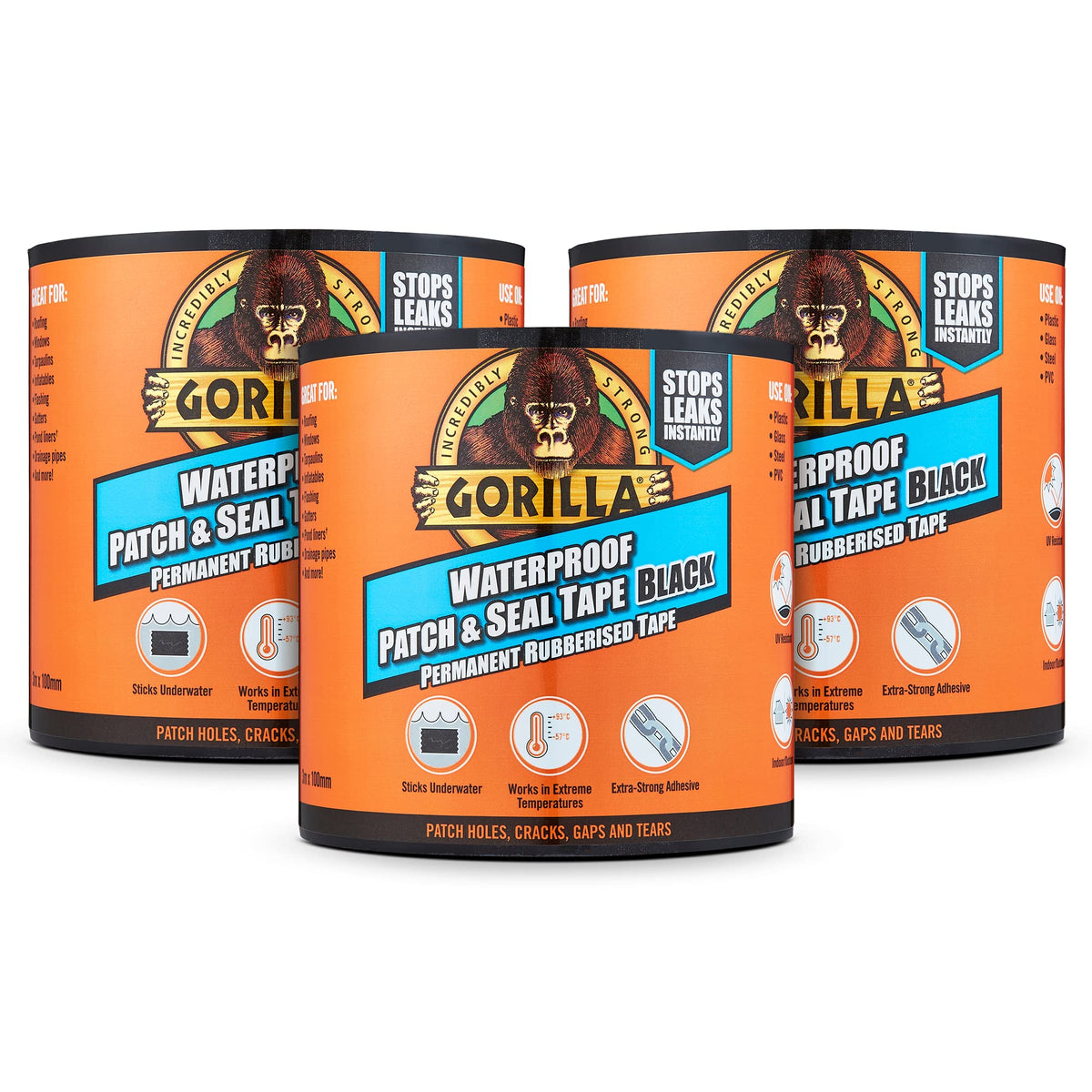 Gorilla Waterproof Patch & Seal Tape Black 3m