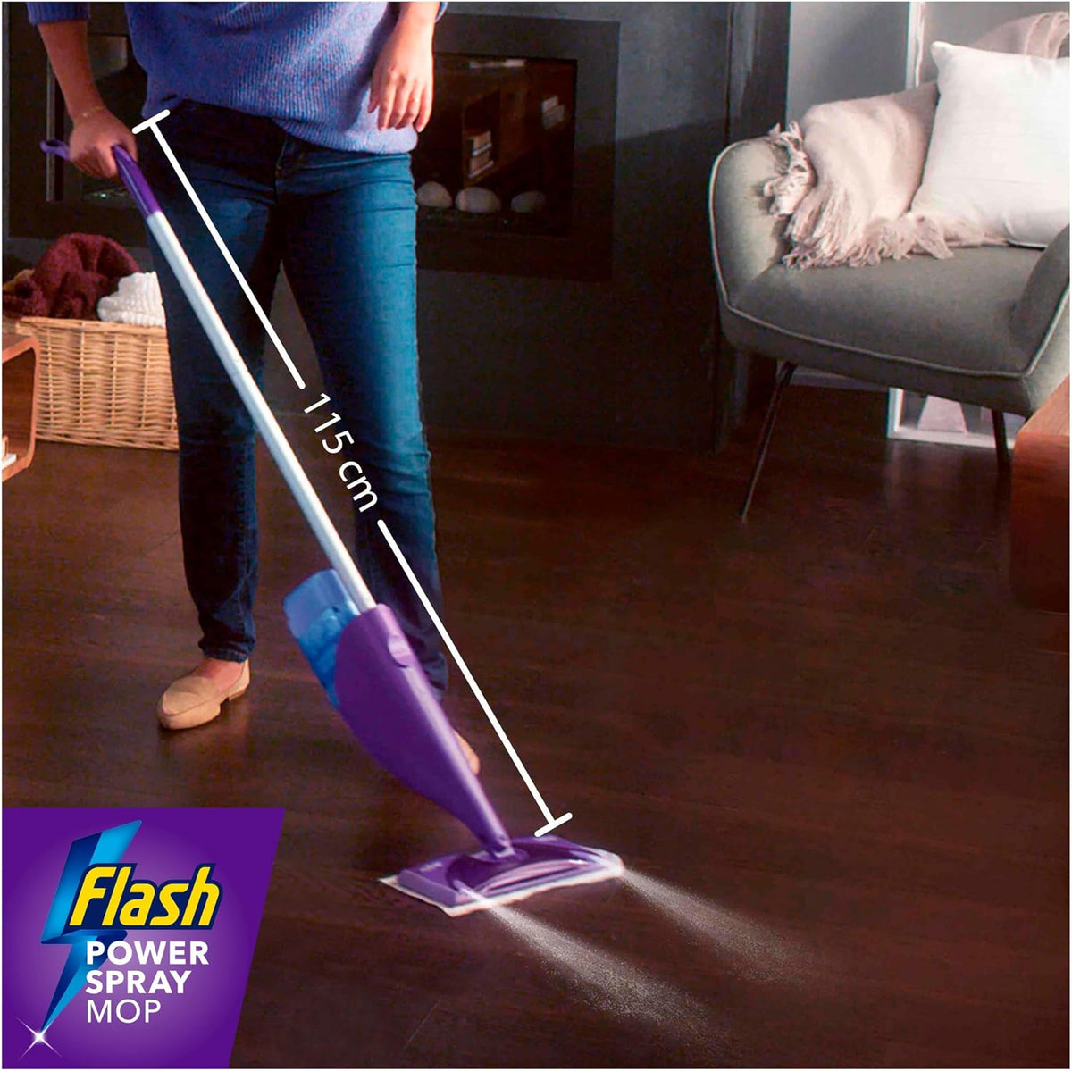Flash Power Spray Mop Floor Cleaner Liquid Citrus 4x1.25L