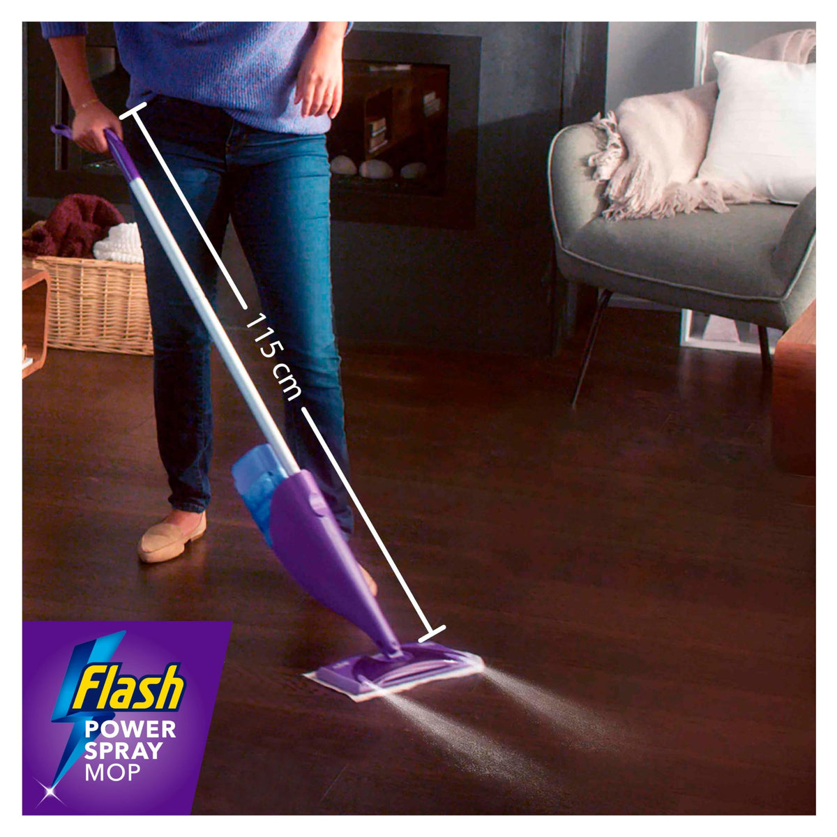 Flash Power Spray Mop Floor Cleaner Liquid Citrus 4x1.25L