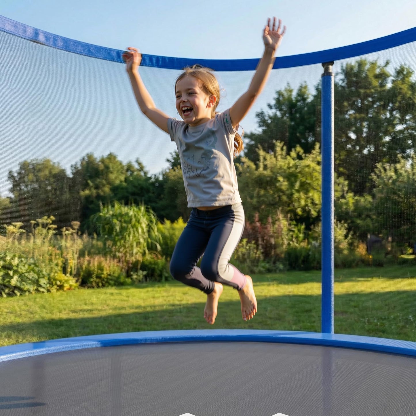 JUMMICO 12ft Outdoor Garden Trampoline with Safety Enclosure Net — 36 Galvanised Springs