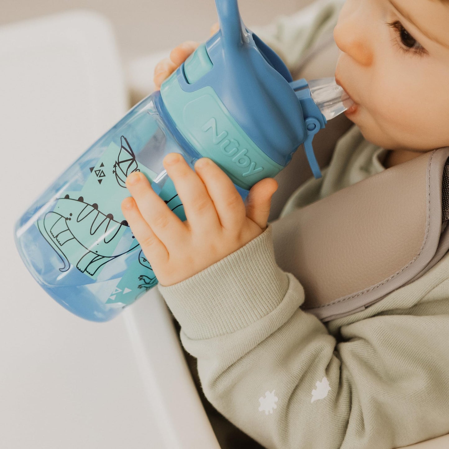 Nuby Incredible Gulp Water Bottle - No Spill Active Toddler Sippy Cup | 360ml / 12oz | Carry Handle | Dishwasher and Microwave Safe | Suitable Beaker for 18 Months Plus (Unicorns, Pack of 2)