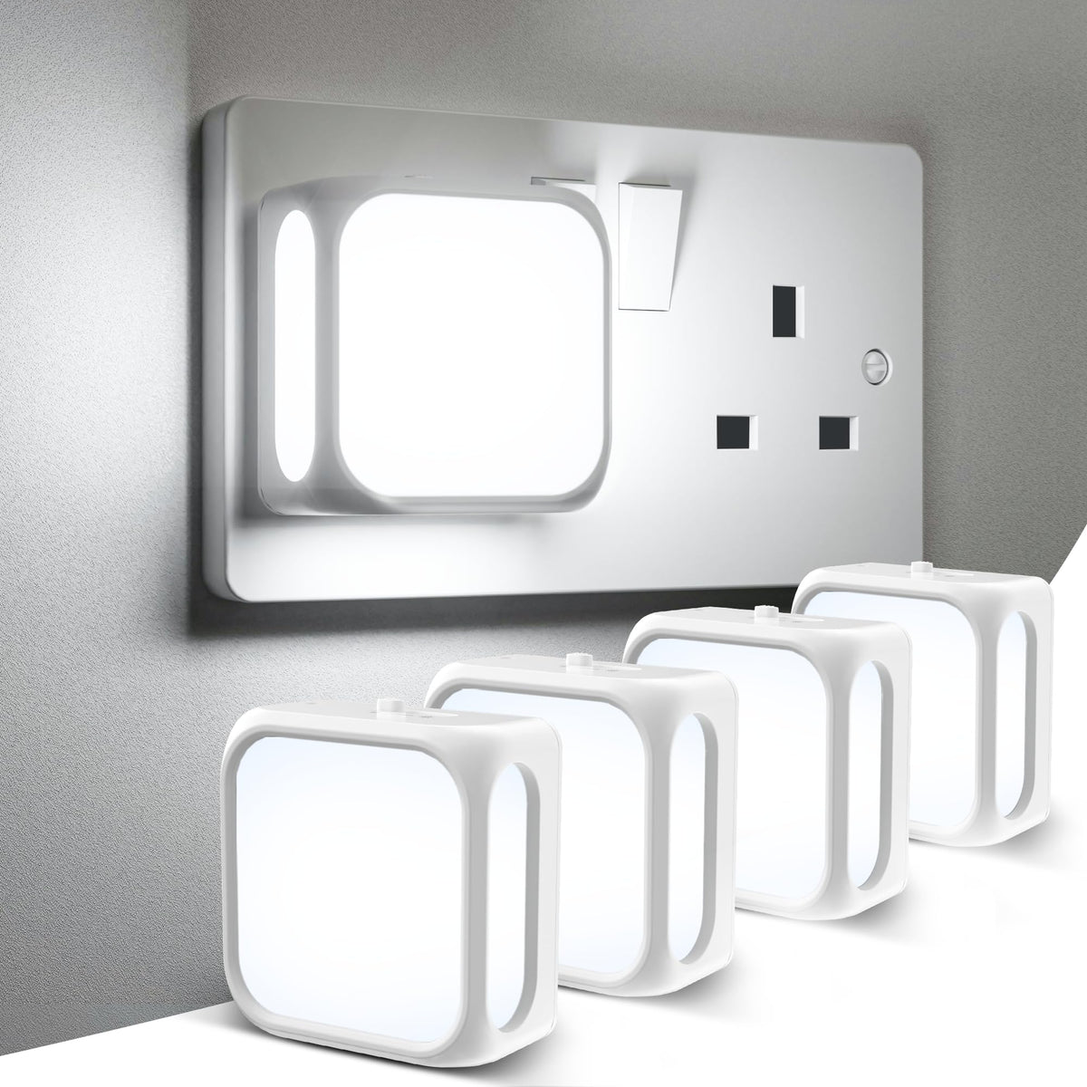 PURSNIC Night Light Plug in Wall, Dusk to Dawn, 3000K Warm White, 4 Pack