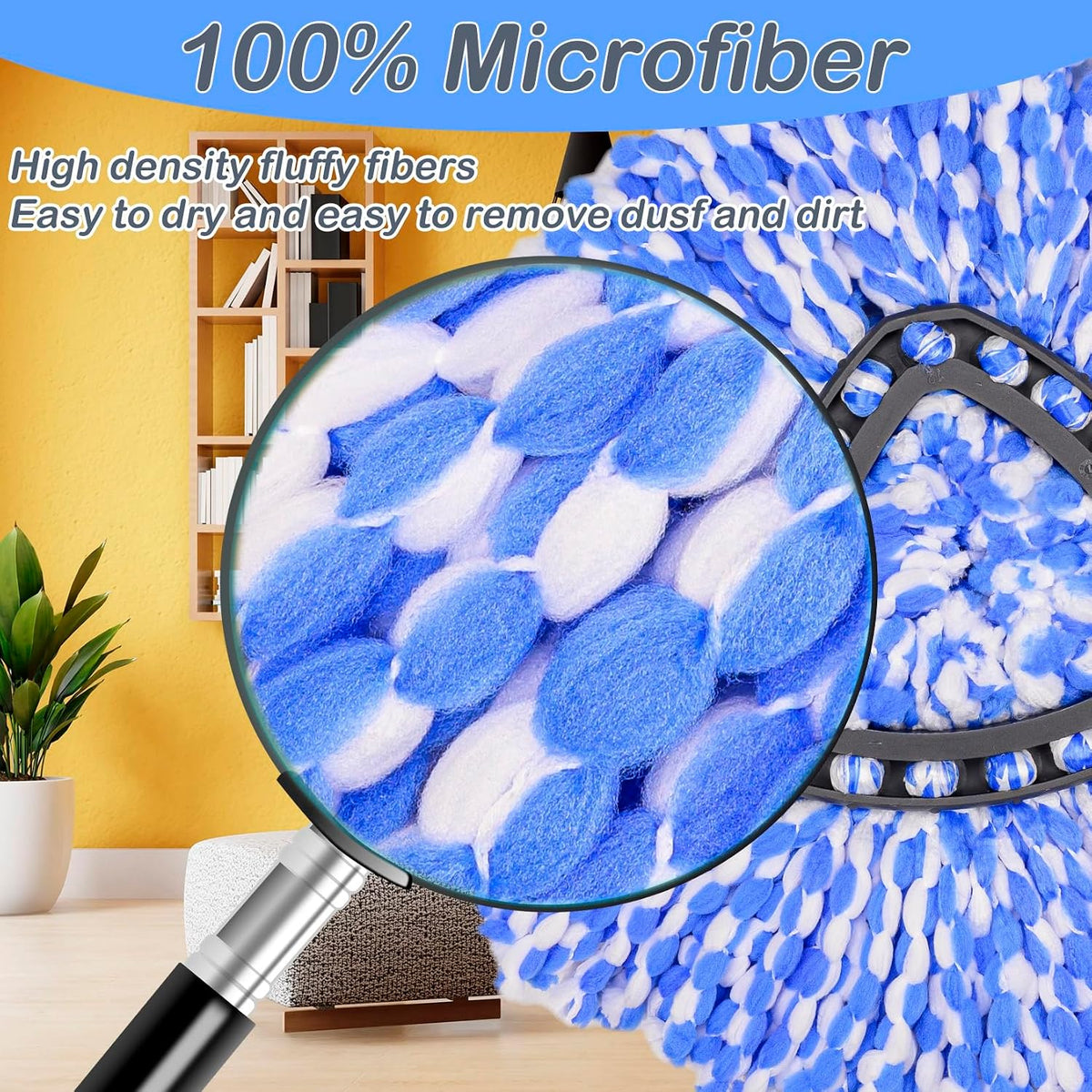 6 Pack Mop Head Replacement Compatible for vileda Triangle Swivel Mops - Mop heads replacement（BLUE）