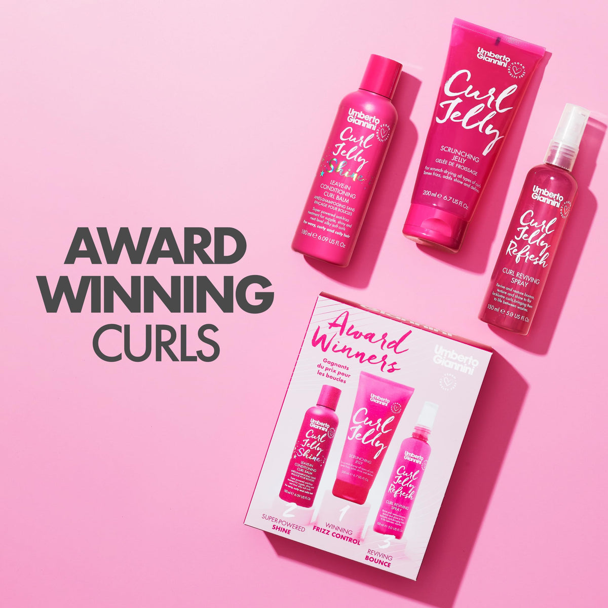 Umberto Giannini Curl Jelly Scrunching Jelly & Creme De Curl Control Cream Duo for Curly or Wavy Hair, Vegan & Cruelty Free, 2 Pack