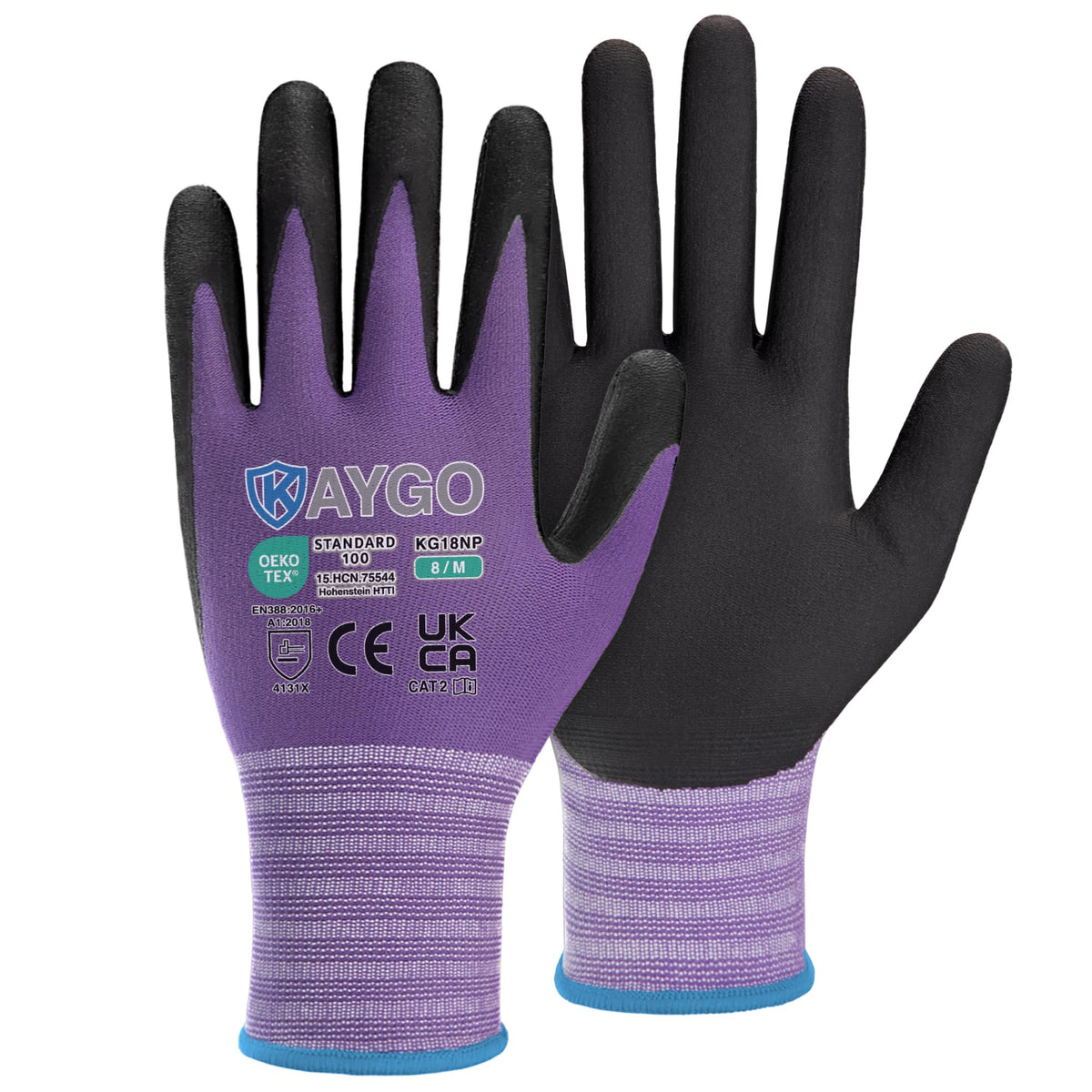 KAYGO Safety Work Gloves MicroFoam Nitrile Coated 12 Pairs, KG18NB