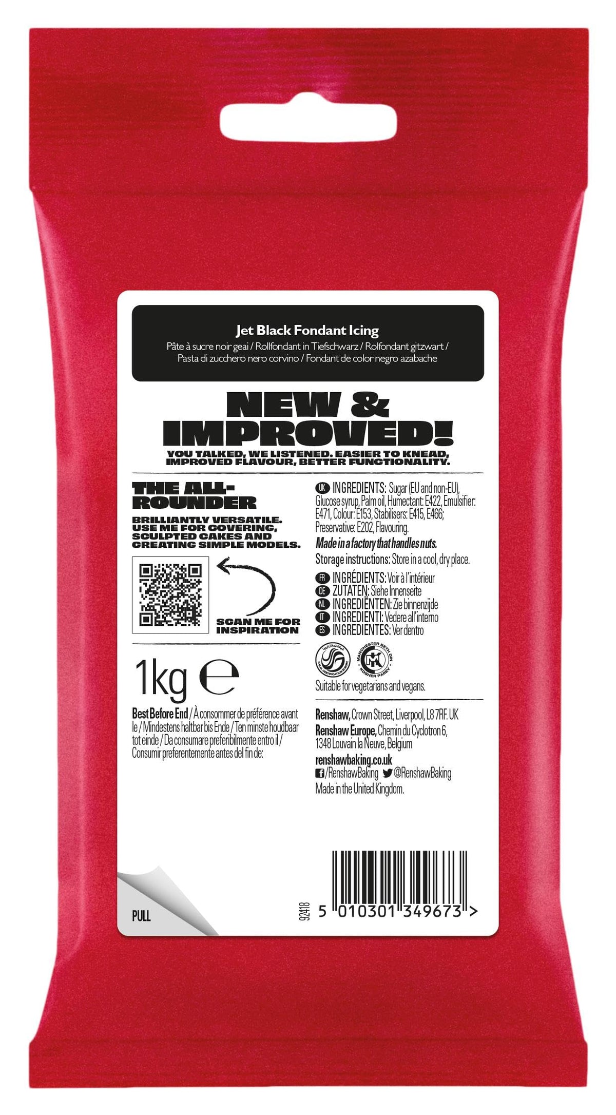 Renshaw White Ready to Roll Fondant Icing, 500 g (Pack of 1)