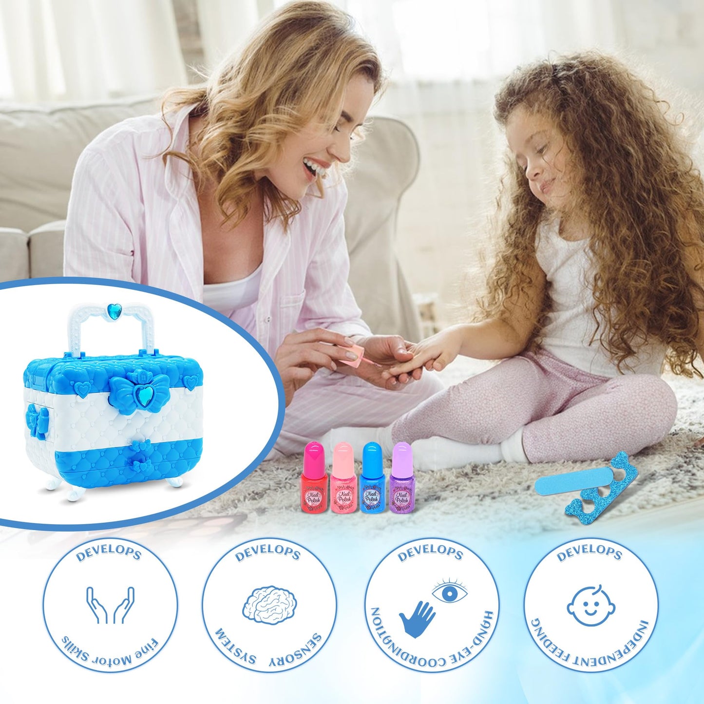 Kids Makeup Sets for Girls Toys - 74PCS Washable Makeup for Kids with Mirror, Real Dressing Table with Stand, Princess Play Makeup Kit Perfect for 3 4 5 6 7 8-12 Year Old Girls Birthday & Christmas