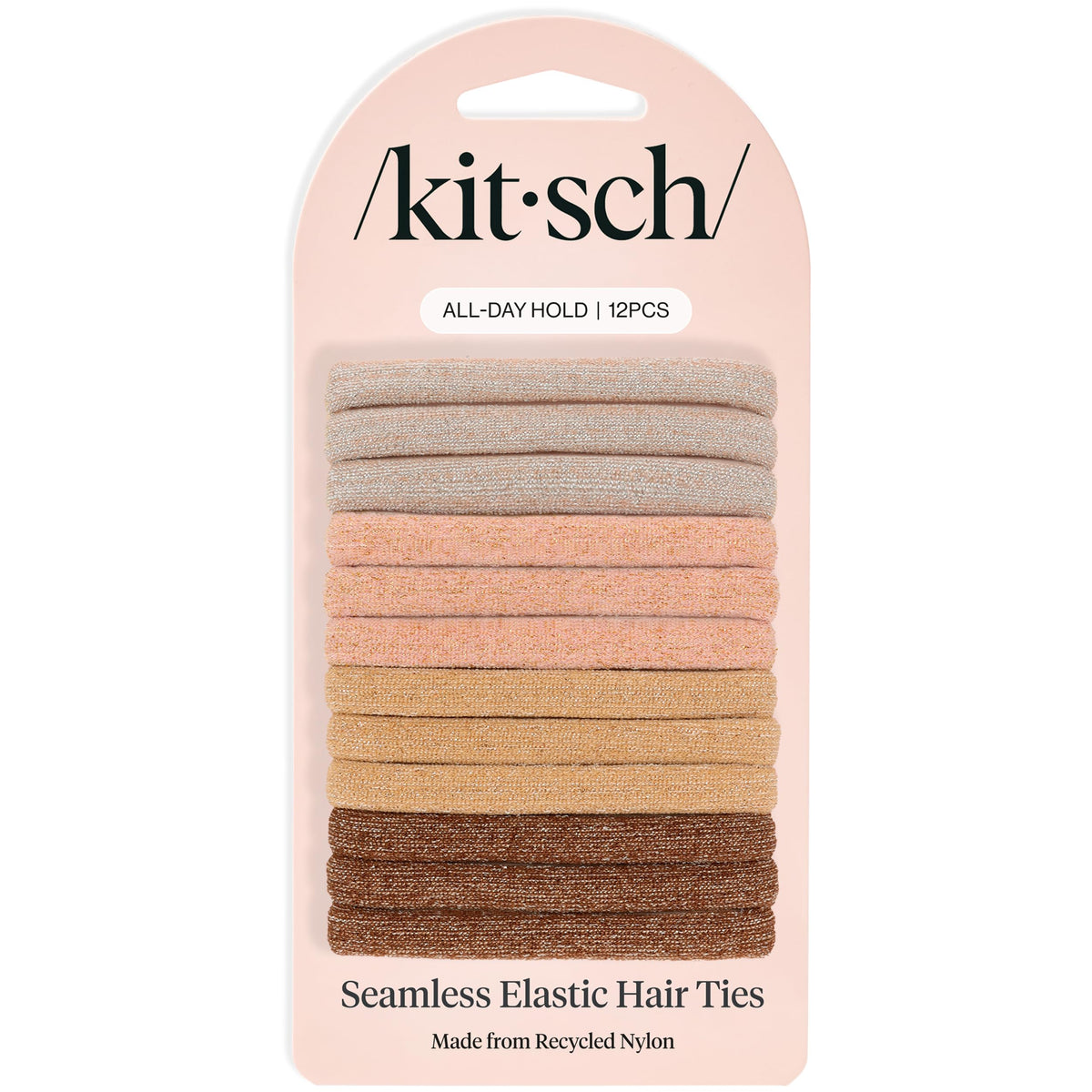 Kitsch Soft Nylon Hair Ties No Damage 6pcs - Black