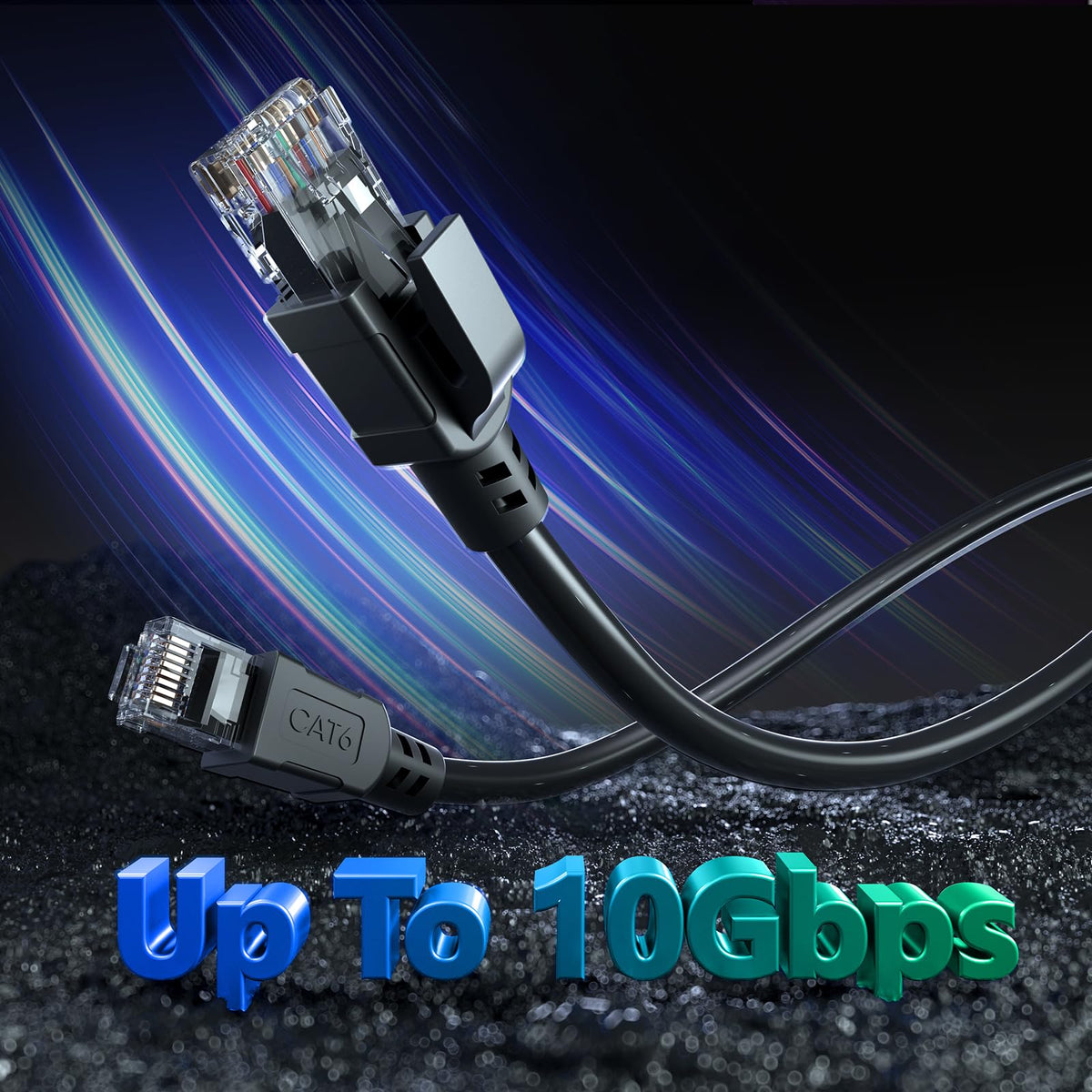 Outdoor Cat 6 Ethernet Cable 75m, Water Resistant Direct Burial LLDPE UV Jacket - 24AWG 10Gbps High Speed Gigabit Internet Network Cable - CCA, UTP with 80 Ties - Black