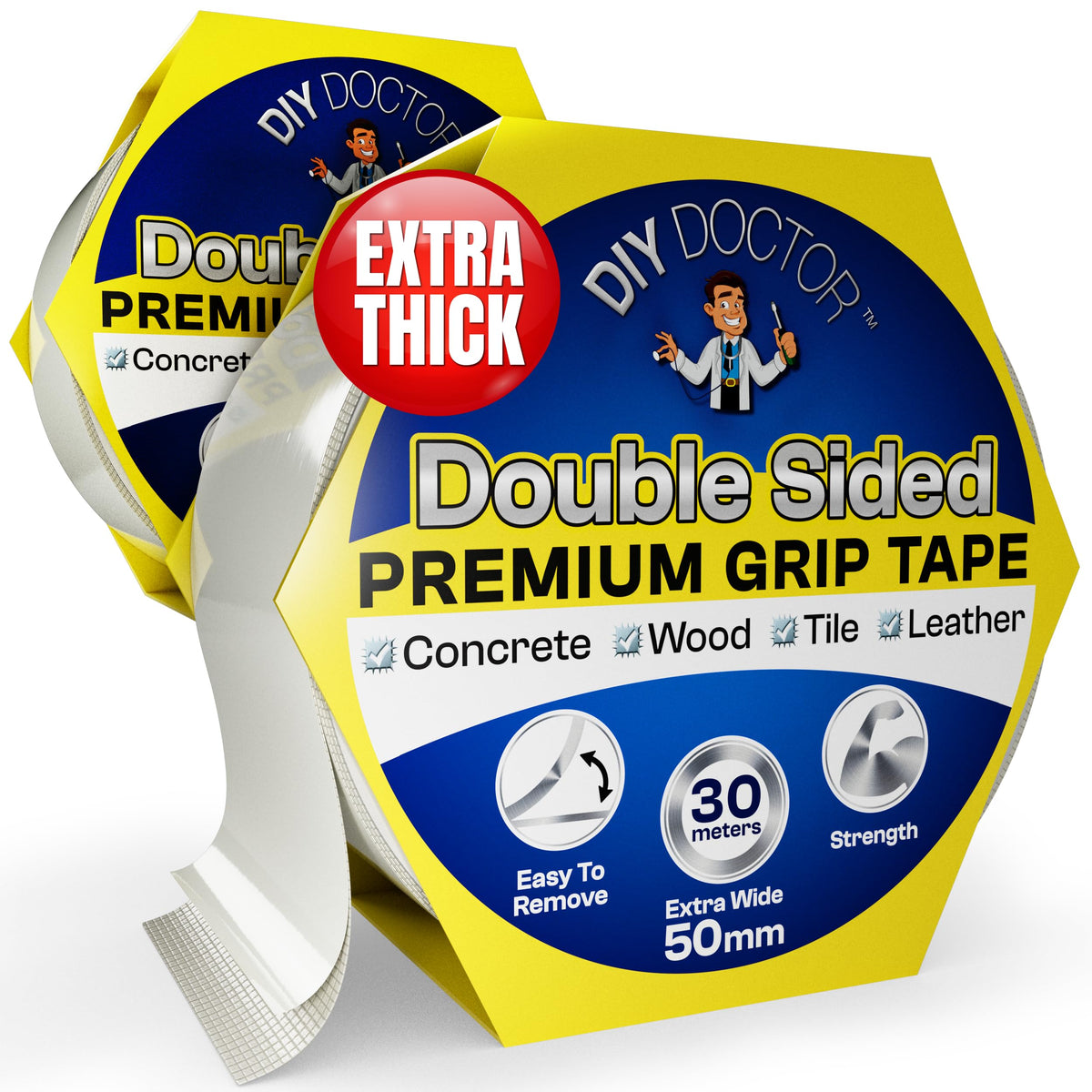 DIY Doctor Double Sided Carpet Tape, Heavy Duty, 20m x 21mm, 1 Pack