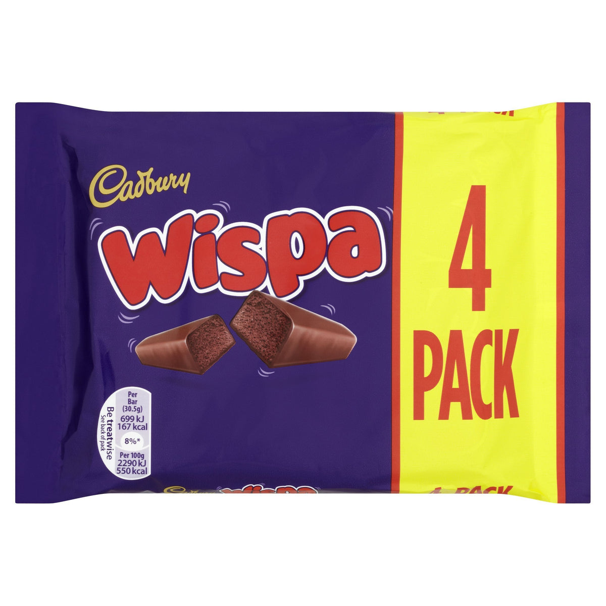 Cadbury Wispa Chocolate Bar, Smooth Milk Chocolate, 4 x 27.9 g (Pack of 1)