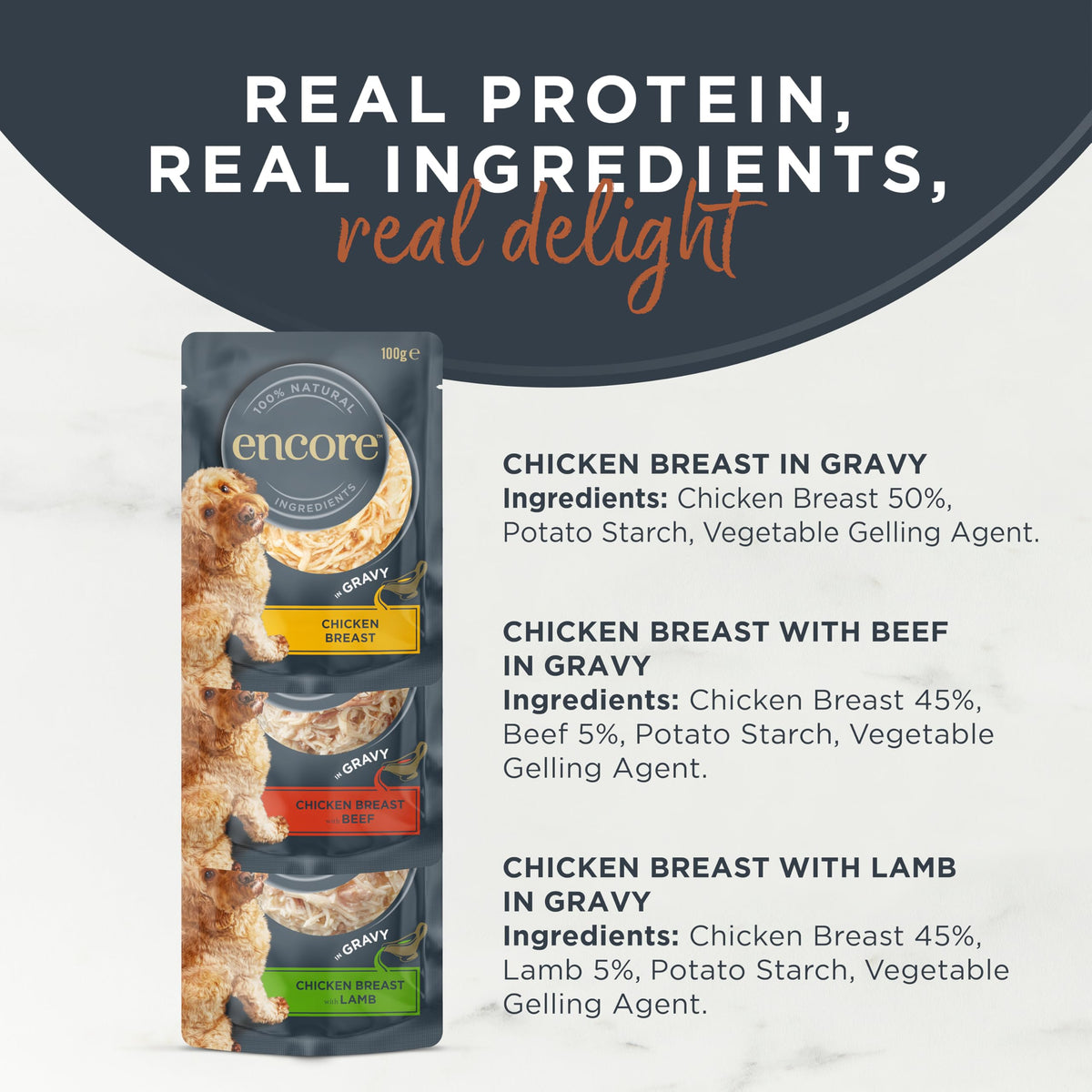 Encore 100% Natural Wet Dog Food, Chicken with Fish Selection in Broth 100g Pouch (Pack of 15x100g)