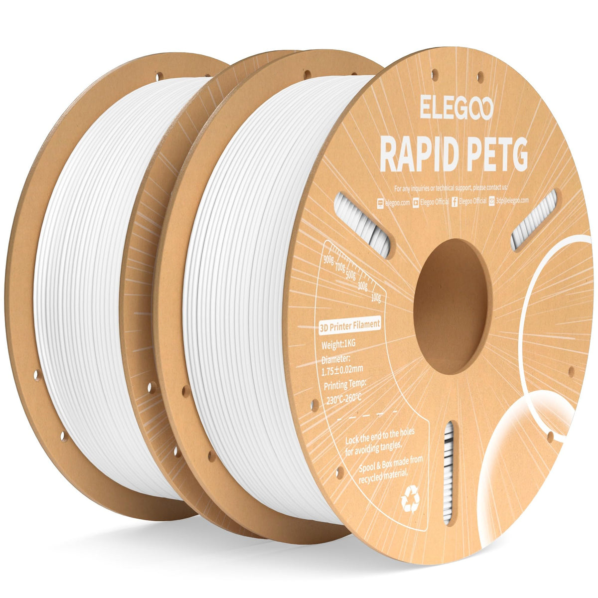 ELEGOO Rapid PETG 3D Printer Filament 1.75mm Black 1KG