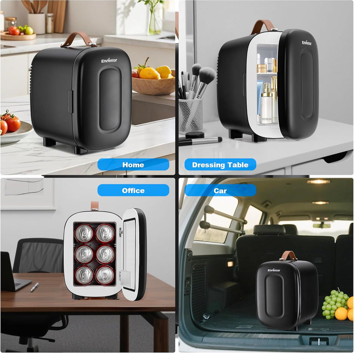 Enventor Mini Fridge 4 Litre/ 6 Can, Portable Cooler and Warmer, AC+12V DC