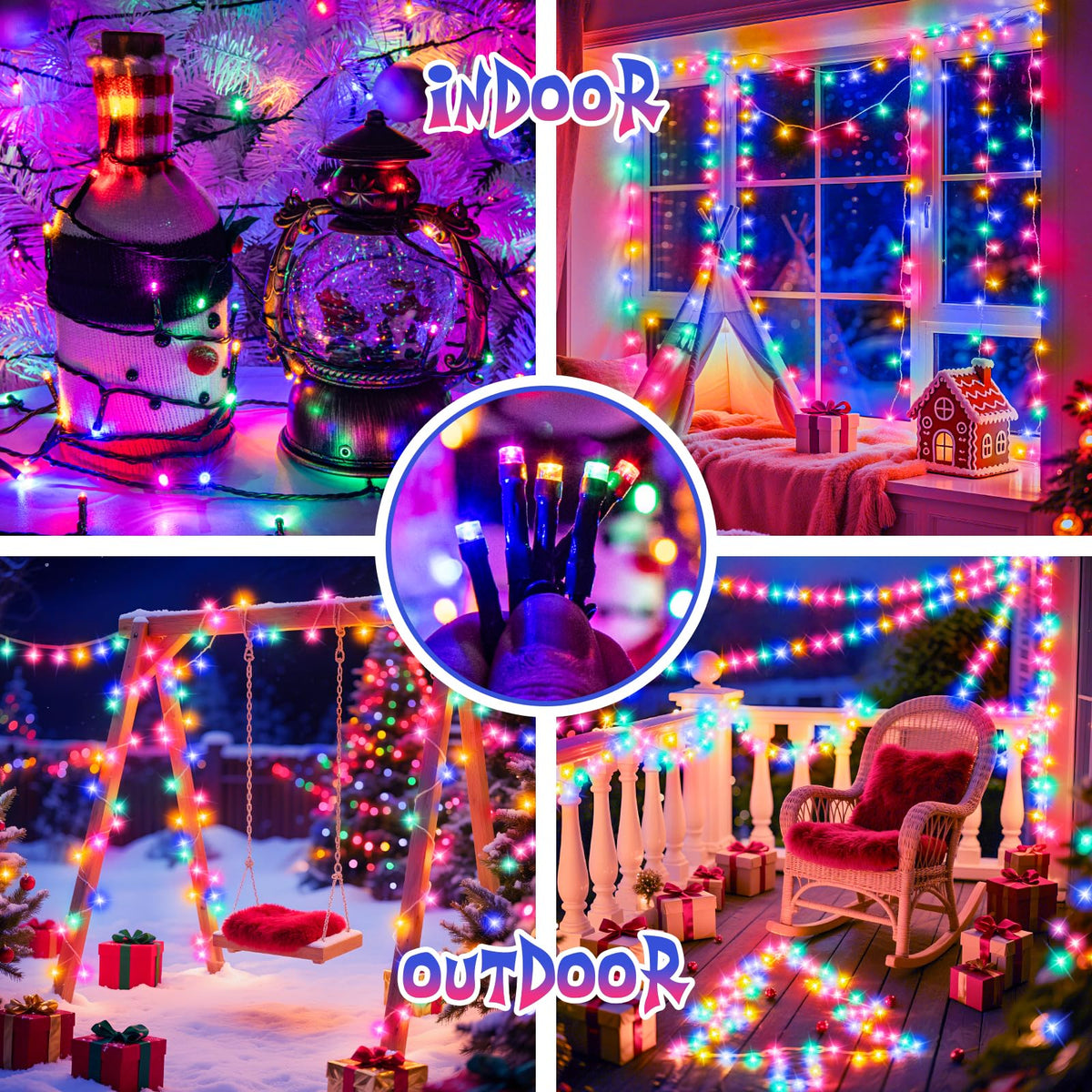 cshare Halloween Decorations Fairy Lights, 20Ft 60LED Orange-Purple USB/Battery String Lights with Timer Waterproof for Outdoor Indoor Autumn Fall Halloween Decorations-Green Wire