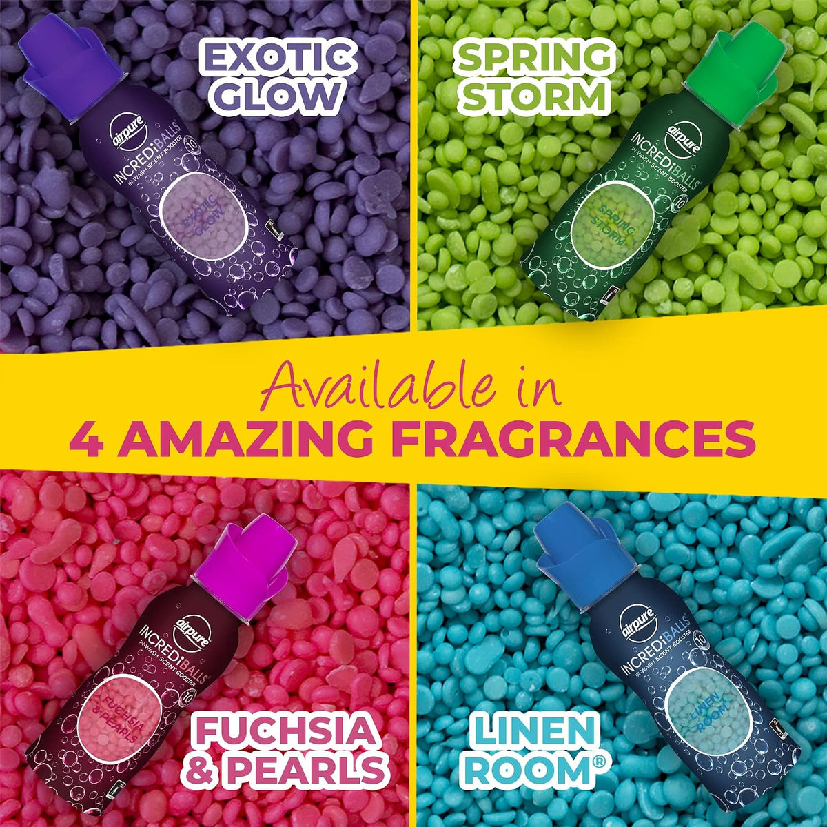 INCREDiBALLS in-Wash Scent Booster by Airpure, Enough for 10 Washes, Add to Laundry for Long-Lasting Fresh Scent to Household Fabrics, Keep Home & Office Smelling Clean - Linen Room Fragrance