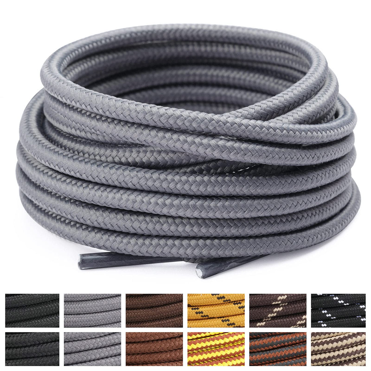 Stepace 2 Pairs Round Heavy Duty Boot Laces for Hiking and Work Boots