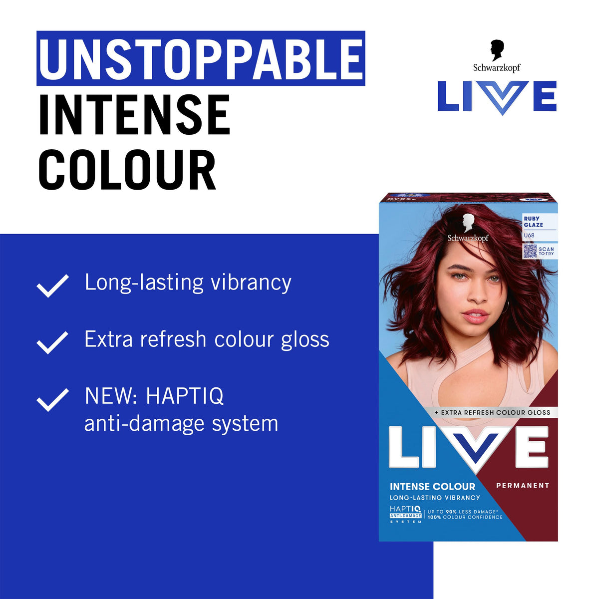 Schwarzkopf LIVE Intense Colour Hair Dye, 099 Deep Black