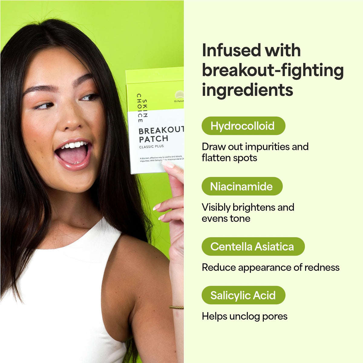 SKIN CHOICE Spot Patches, Invisible Hydrocolloid Pimple Patches, 30 PCs