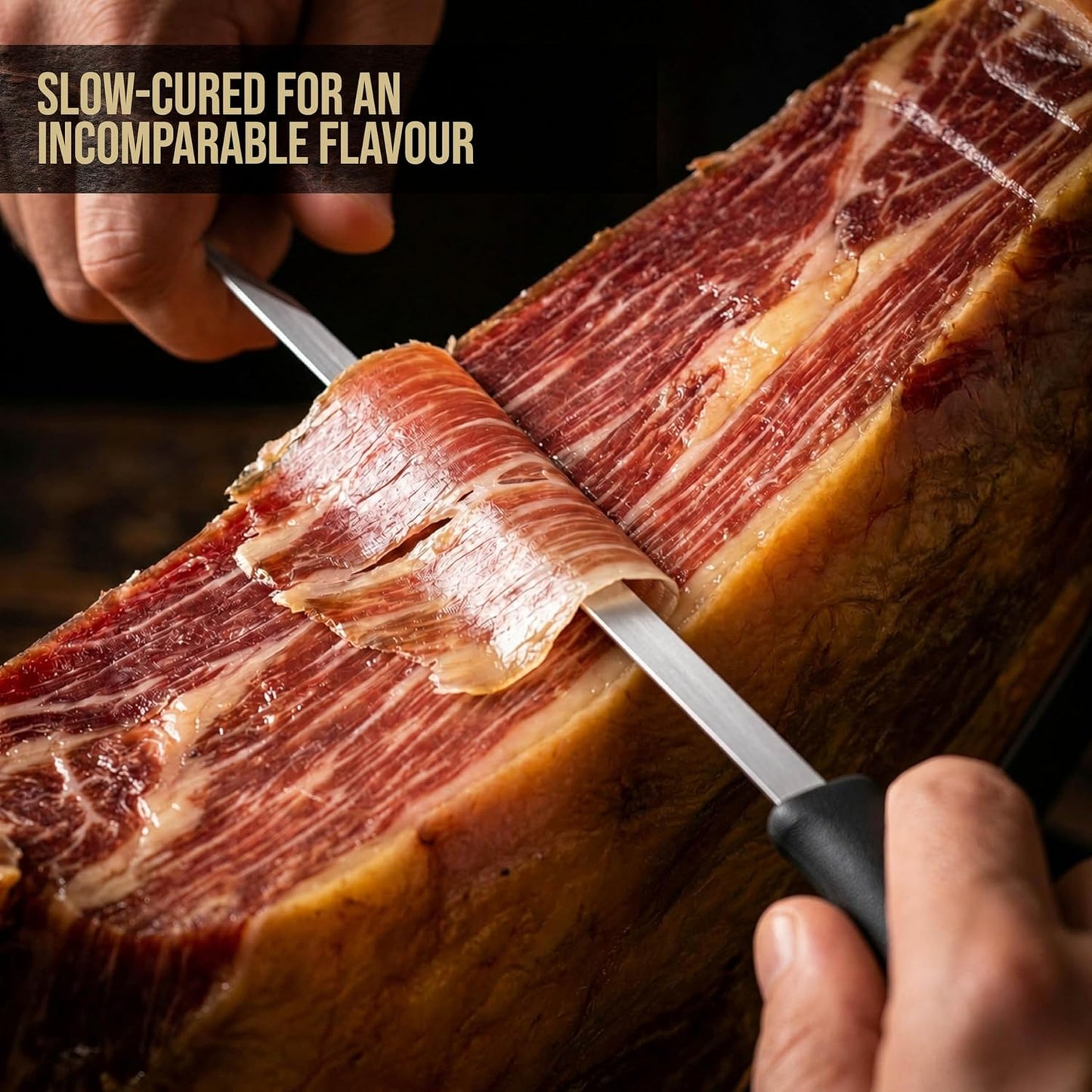 Montevalle Gran Reserva Serrano Ham Whole Leg | 7-8kg Slow Cured for 20 Months | Professional Set with Stand and Knife | Gourmet Gift Hamper Including Chorizo, Lomo, and Fuet for Spanish Tapas