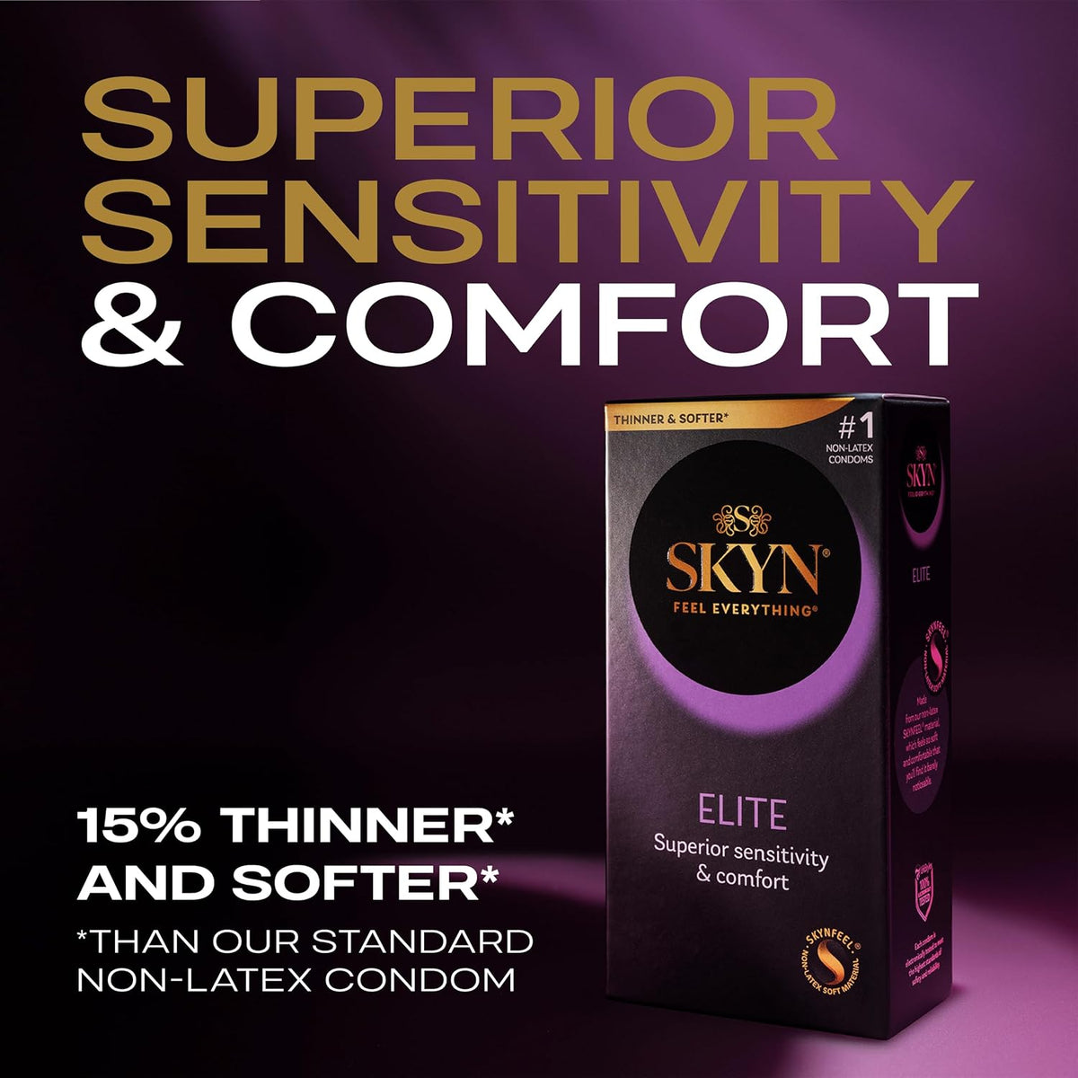 SKYN Elite (Pack of 10) Regular Size, Ultra-Thin Latex Free Condoms for Men