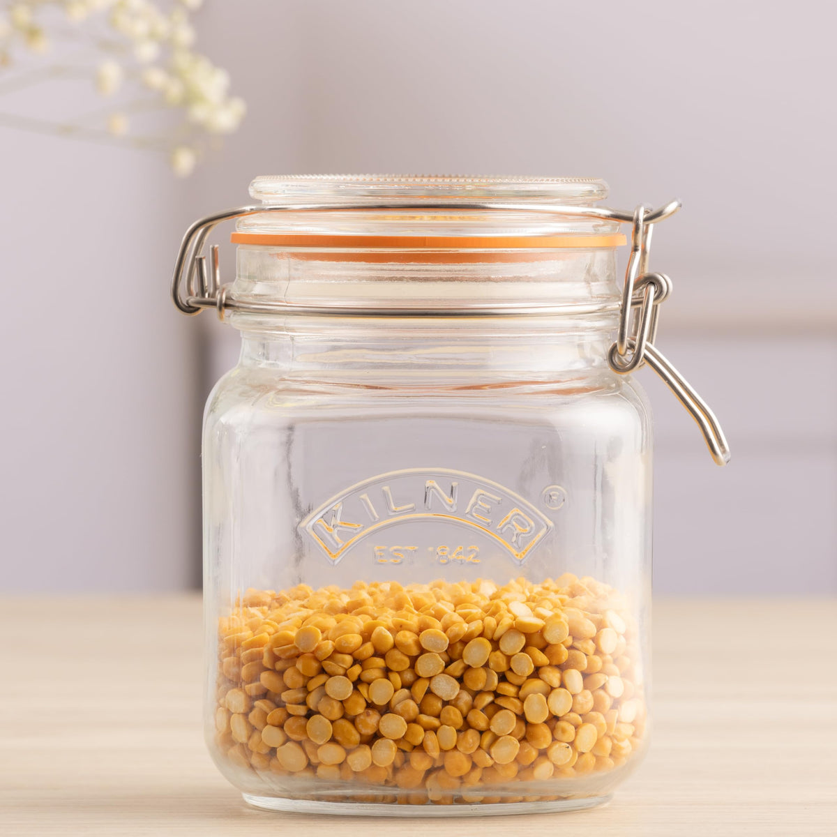 Kilner Square Clip Top Jar 250ml (0.25L) Airtight Glass Jar for Storing Herbs Spices Dried Fruits Nuts and Seeds