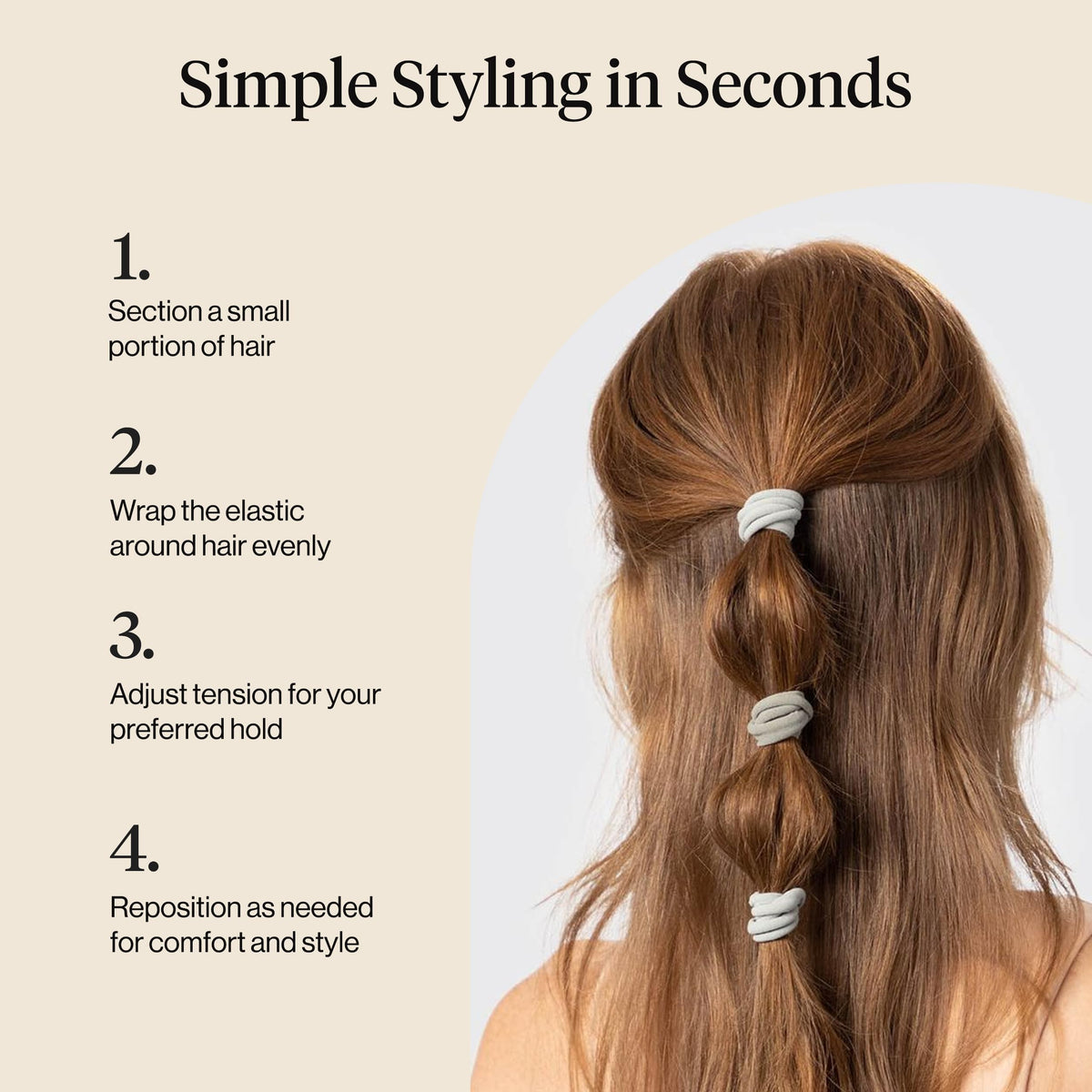 Kitsch Soft Nylon Hair Ties No Damage 6pcs - Black