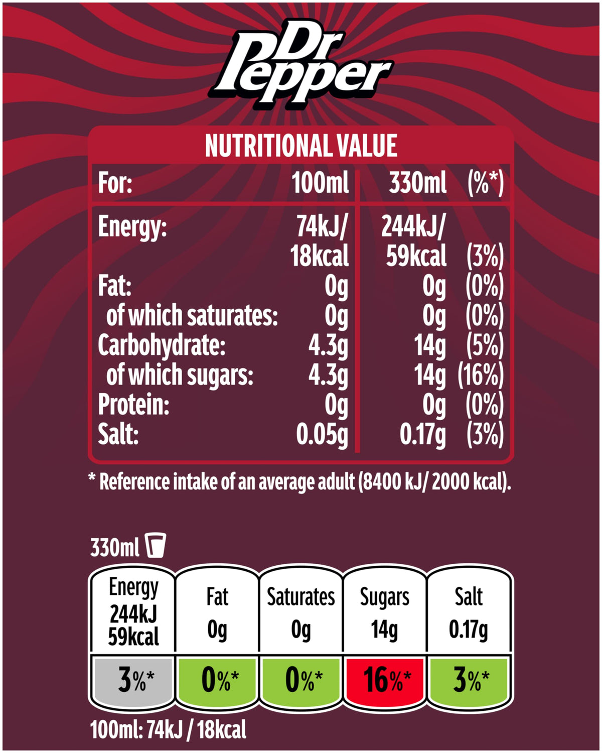 Dr Pepper Zero 8 x 330ml