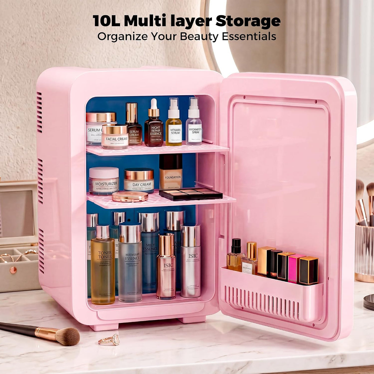 6L Skincare & Makeup Mini Fridge, Cooler & Warmer with LED Mirror