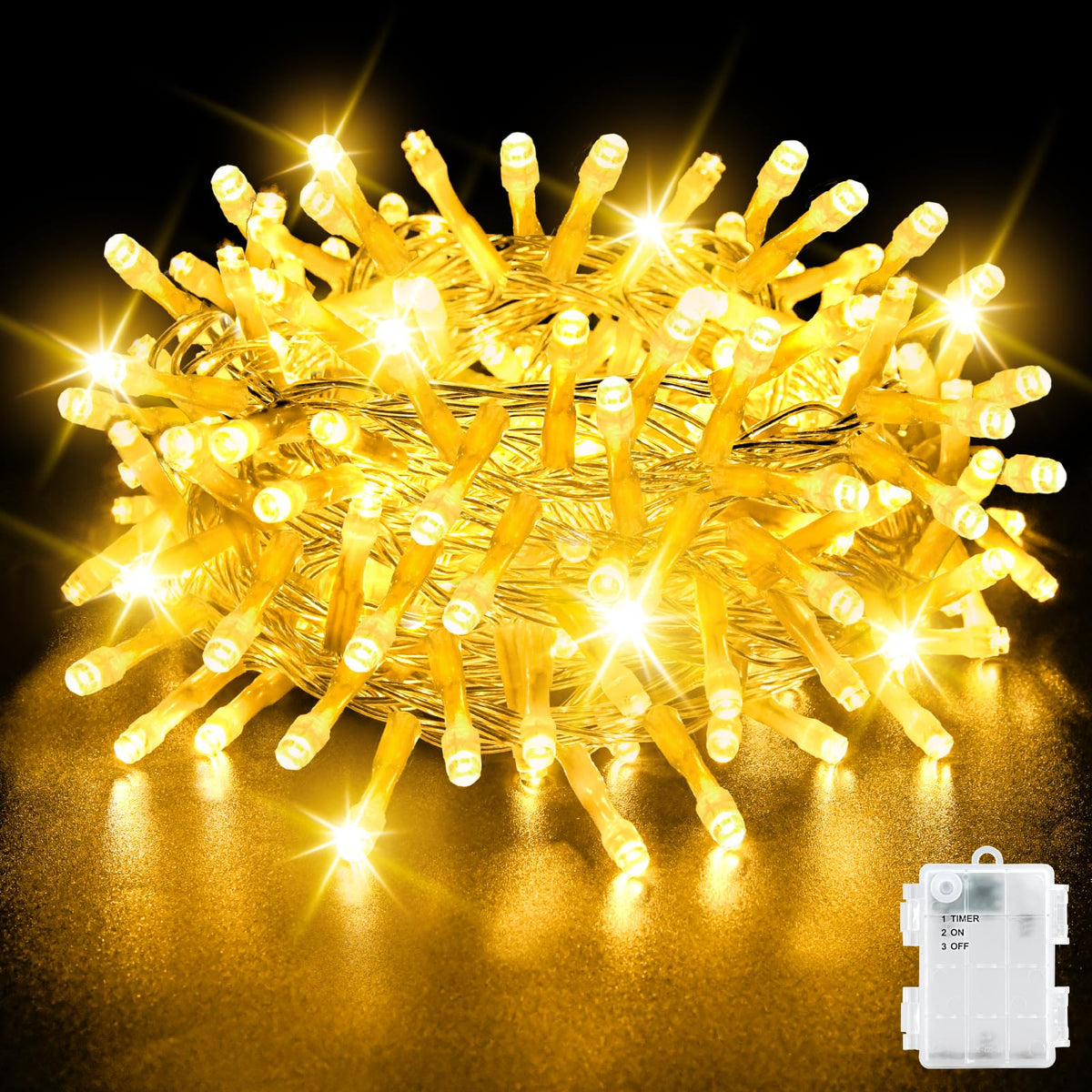 cshare Battery Fairy Lights, 2M 20 LED Fairy Lights Battery Operated with Timer, IP65 Waterproof String Lights for Jar Garden Camping Christmas Indoor Outdoor Decorations, Warm White