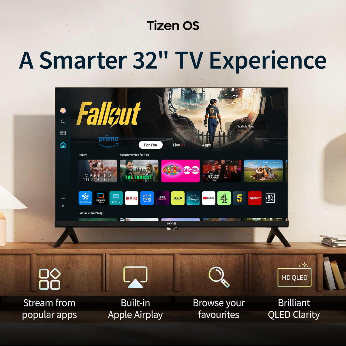 HYE 50" LED Smart TV - 4K Ultra HD, Samsung Tizen OS & Gaming Hub, Black
