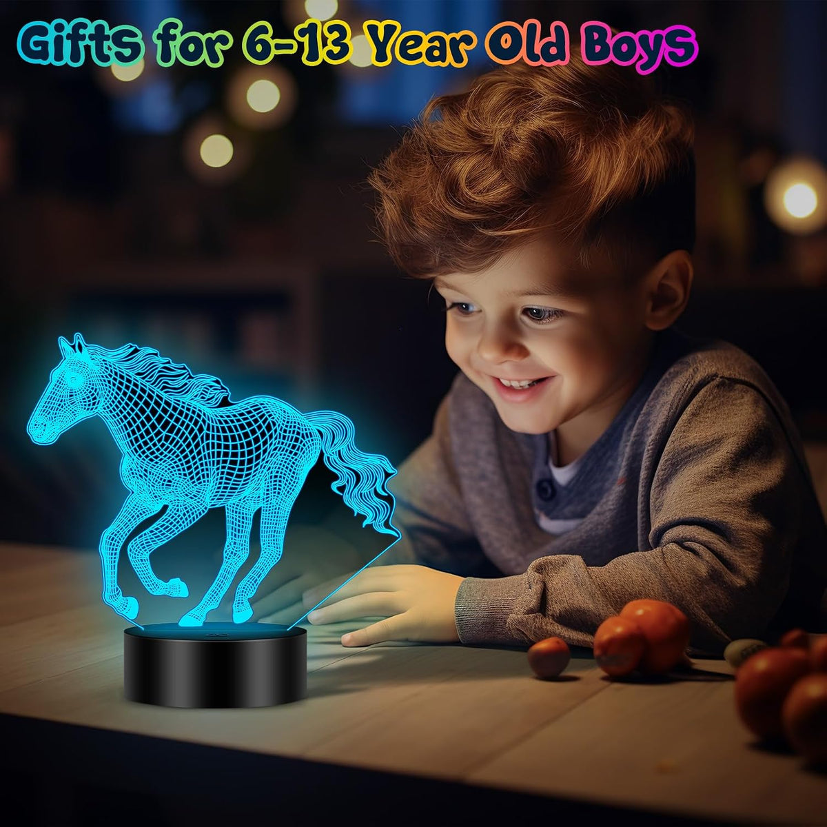 Linkax Horse Gifts for Boys, 3D Illusion Night Light for Girl Bedroom Decor