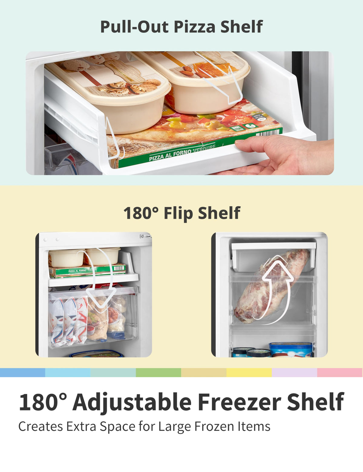 COMFEE' 87L Under Counter Fridge Freezer, Reversible Door, RCT87BL2(E)