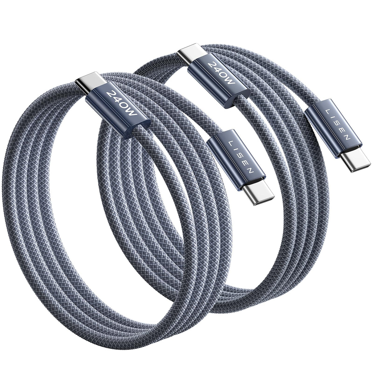 LISEN 240W USB C to USB C Cable 2-Pack, 2m USB C Charger Cable Fast Charger