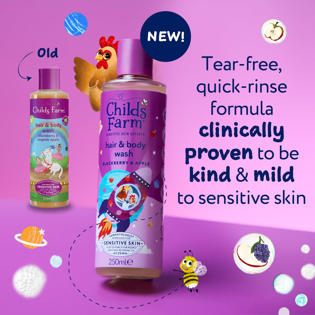 Childs Farm Kids Hair & Body Wash, Sweet Orange | Tear-free, Gently Cleanses | Suitable for Dry, Sensitive Skin, 250ml