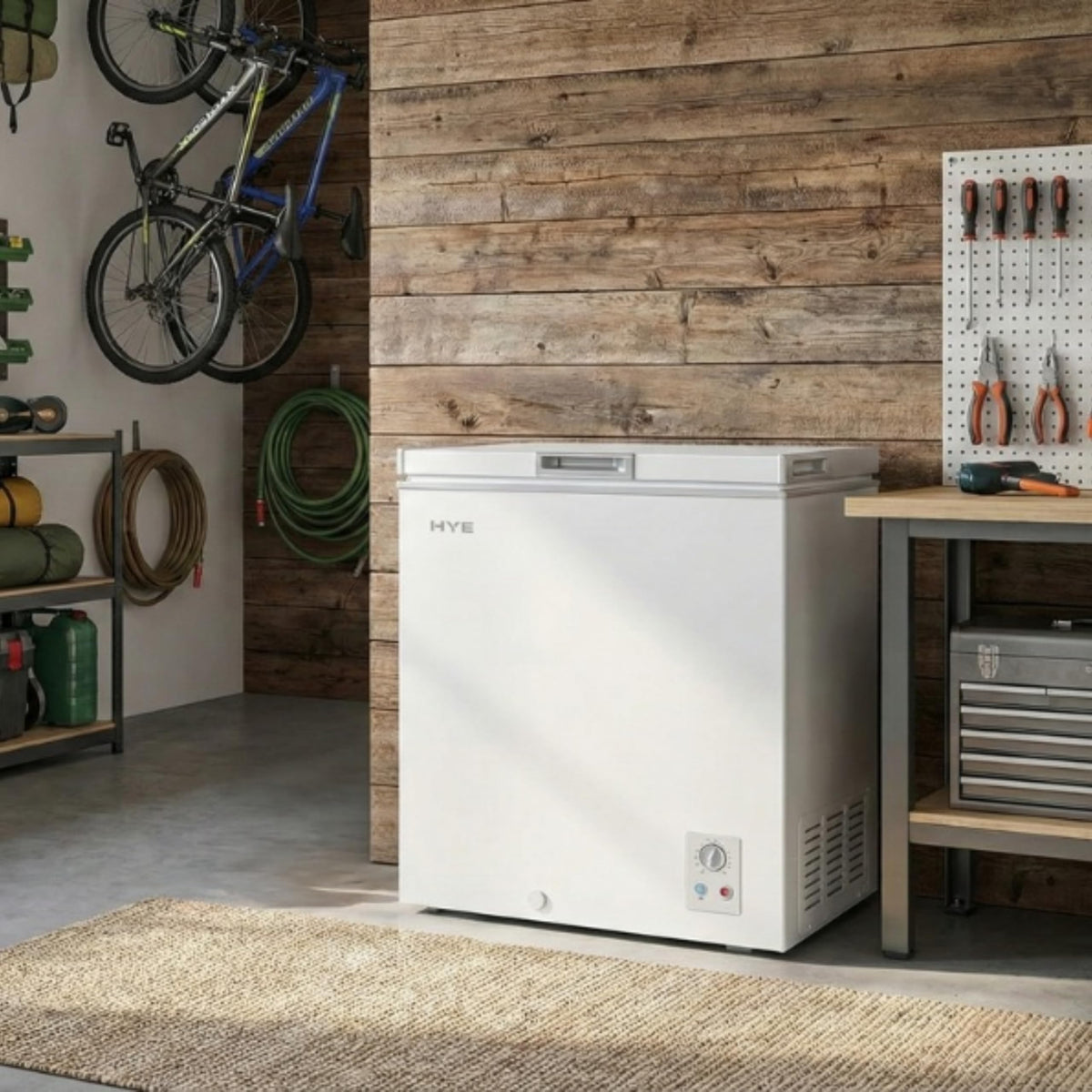 HYE Chest Freezer - 205L Capacity, Freestanding Design, Black