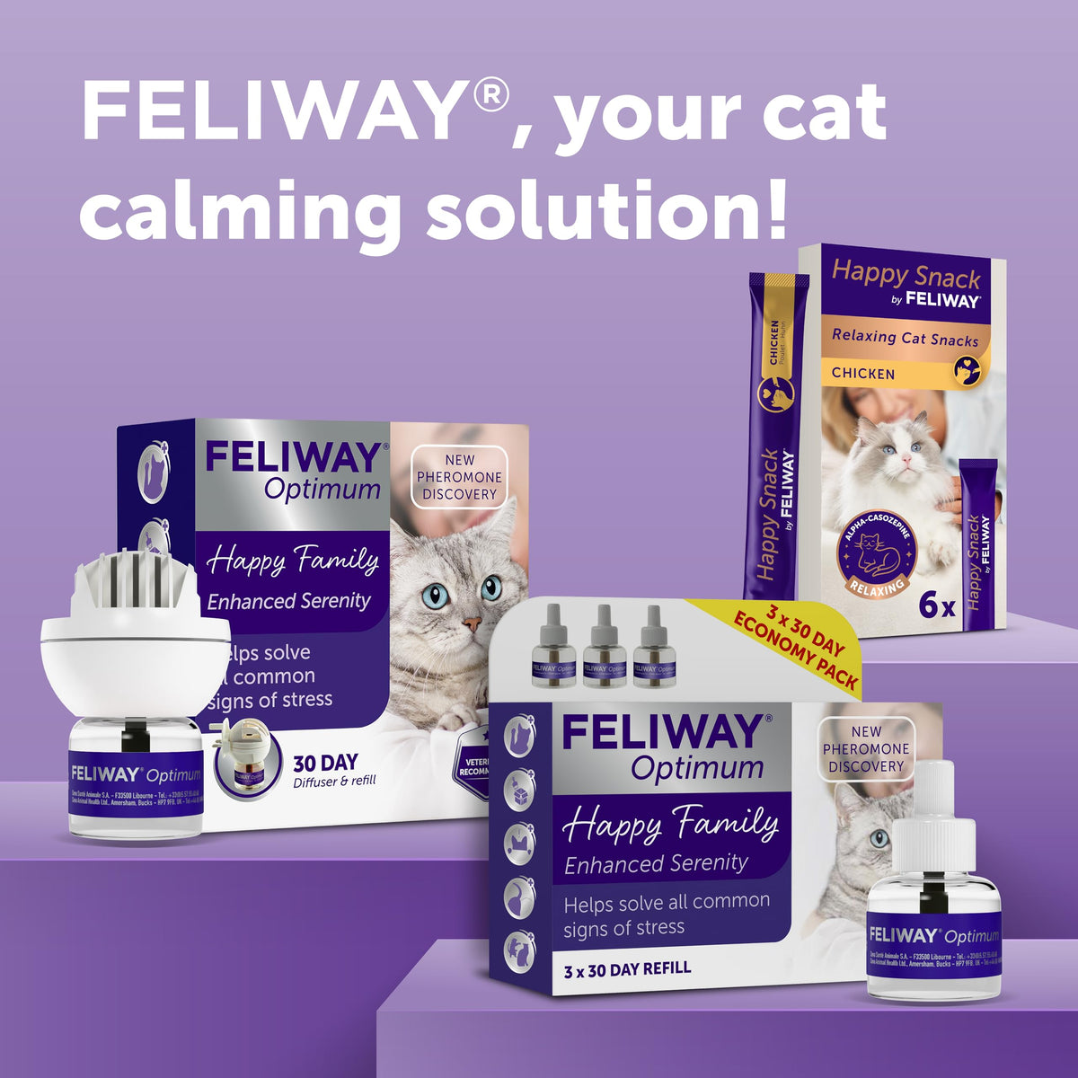 Feliway Optimum Cat Calming Pheromone Plug-In Diffuser Refill, 1 Refill