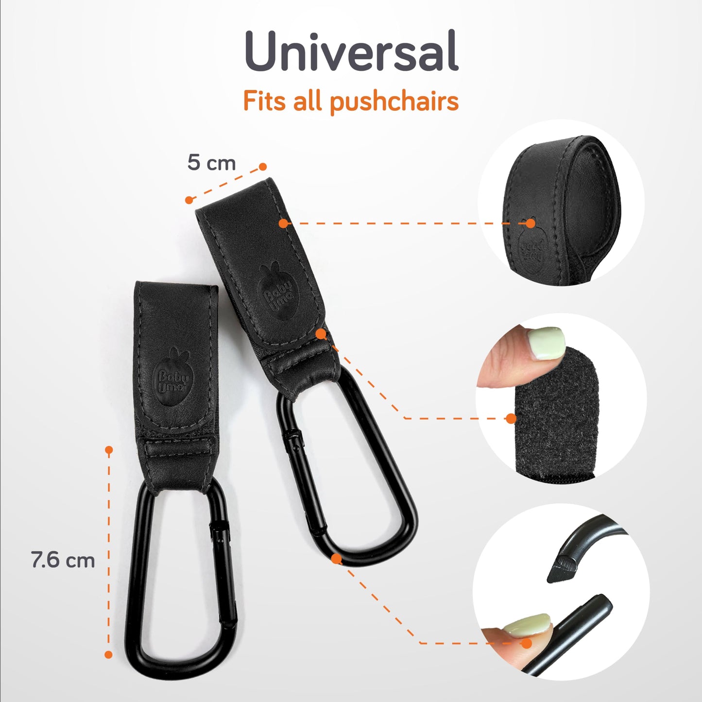 Baby Uma Buggy Clips - 2022 Double-Platinum Winning Pram Clips, Universal Pram Accessories, 5 kg Weight Capacity & Non-Slip, Baby Travel Essentials