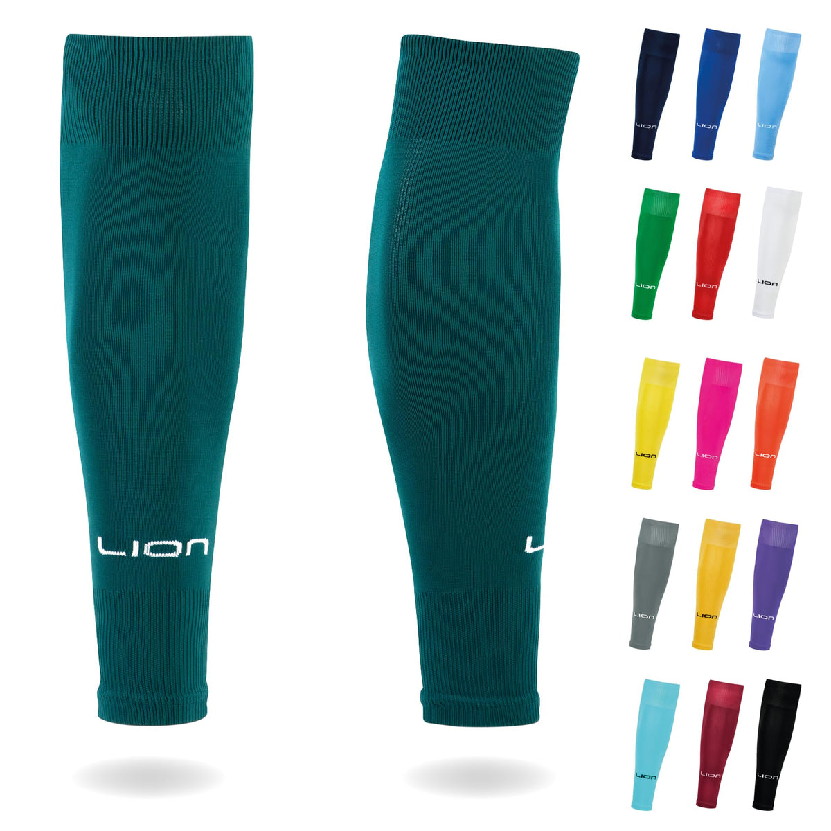 LION SPORTSWEAR Kids/Youth Football Sock Sleeves To Accompany Grip Socks - Fits Over Calf/Shin Pads - Variety Of Colors To Match Your Team Kit