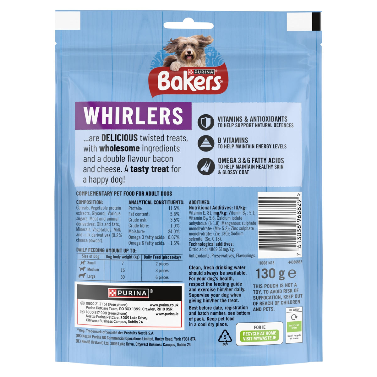 BAKERS Sizzlers Bacon Dog Treats 315g (Pack of 3)