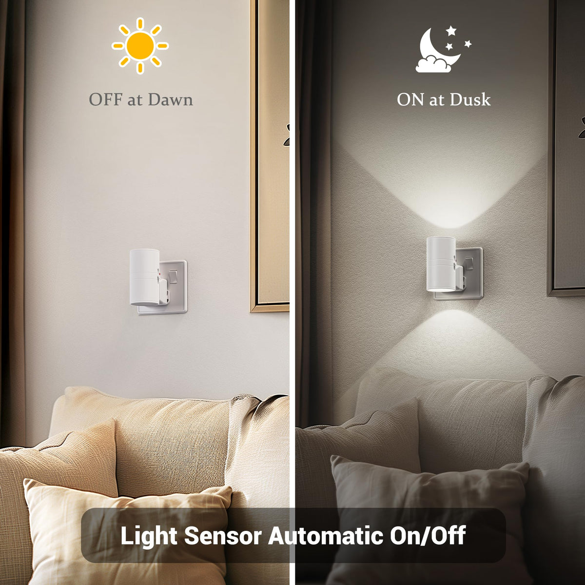 JandCase Night Light, Night Light Plug in Wall with Dusk to Dawn Sensor