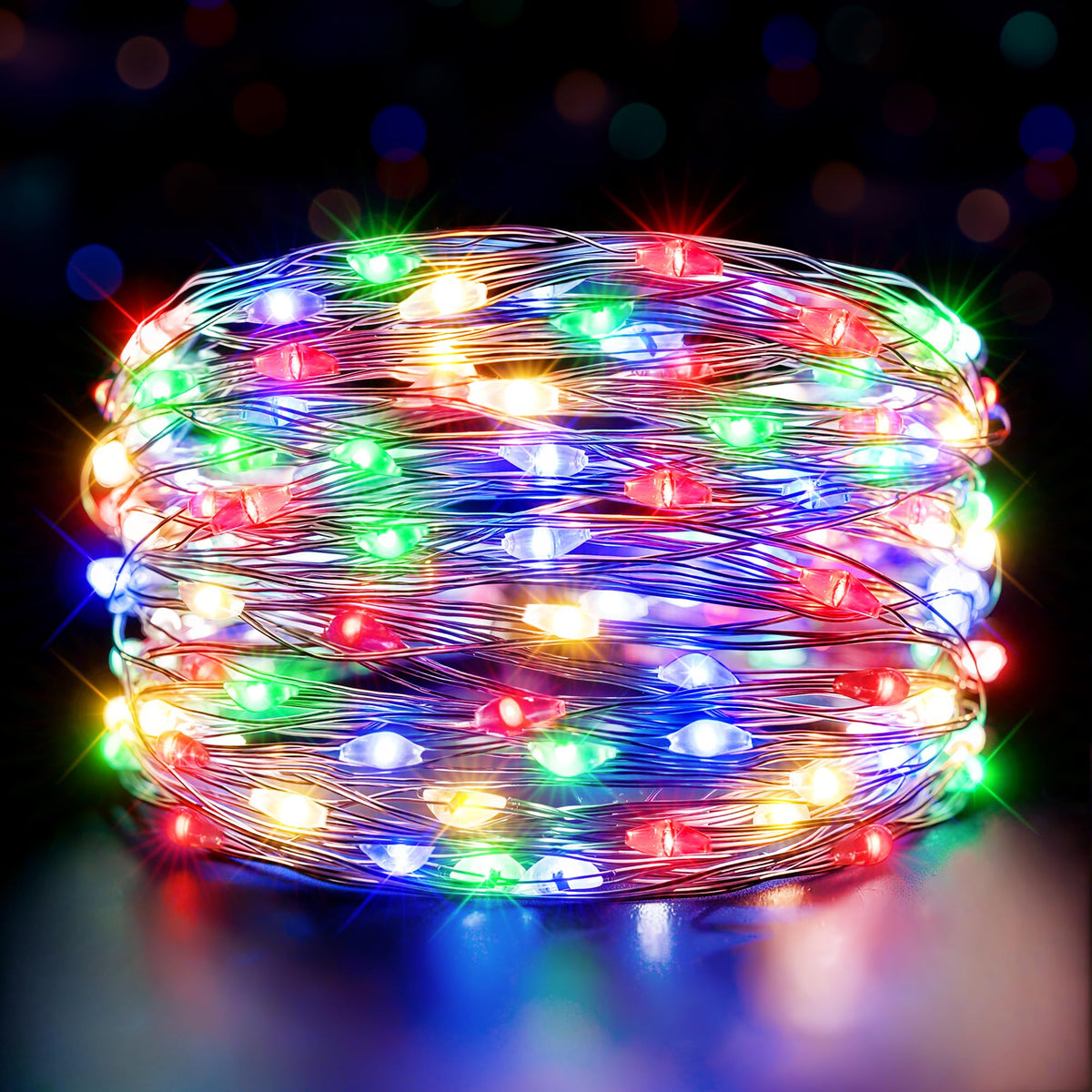 Ollny 10m 100LED Red Fairy Lights Battery Operated,Copper Wire String Light